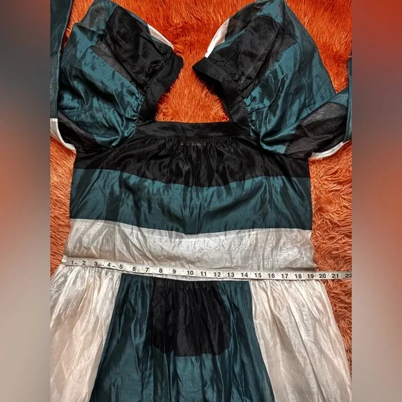 Ulla Johnson Colorblock Midi Dress in Black, Gold, and Cream - Picture 9 of 11